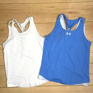 Under Armour Youth Large Girls Blue and Grey Tank Tops